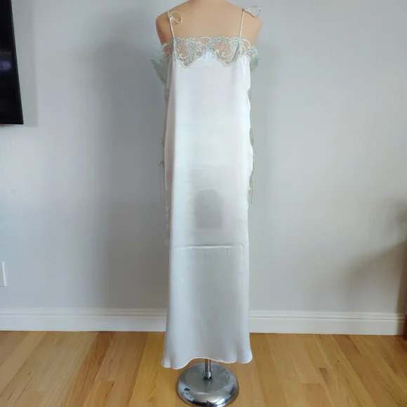 NWT Vintage Silk Maxi Dress | Satin Silk Lingerie Nightgown- White - Picture 5 of 7